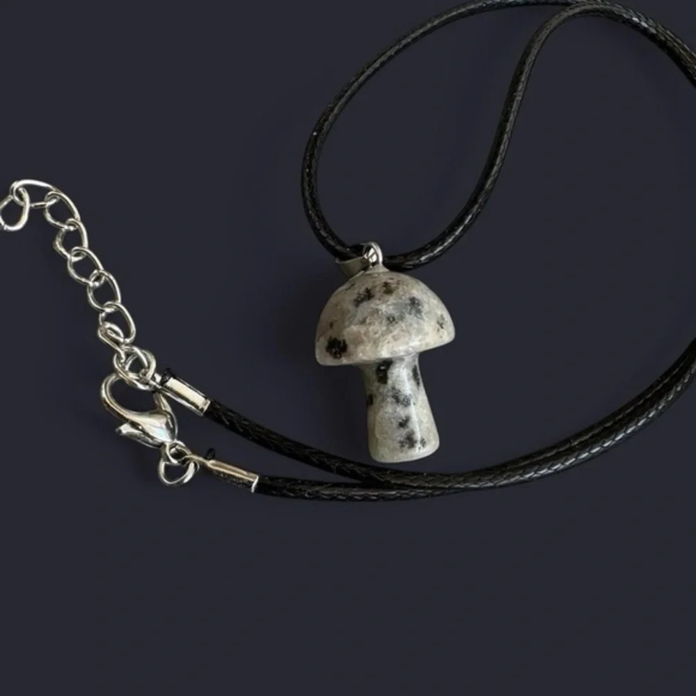 Kiwi Jasper Mushroom Pendant Necklace